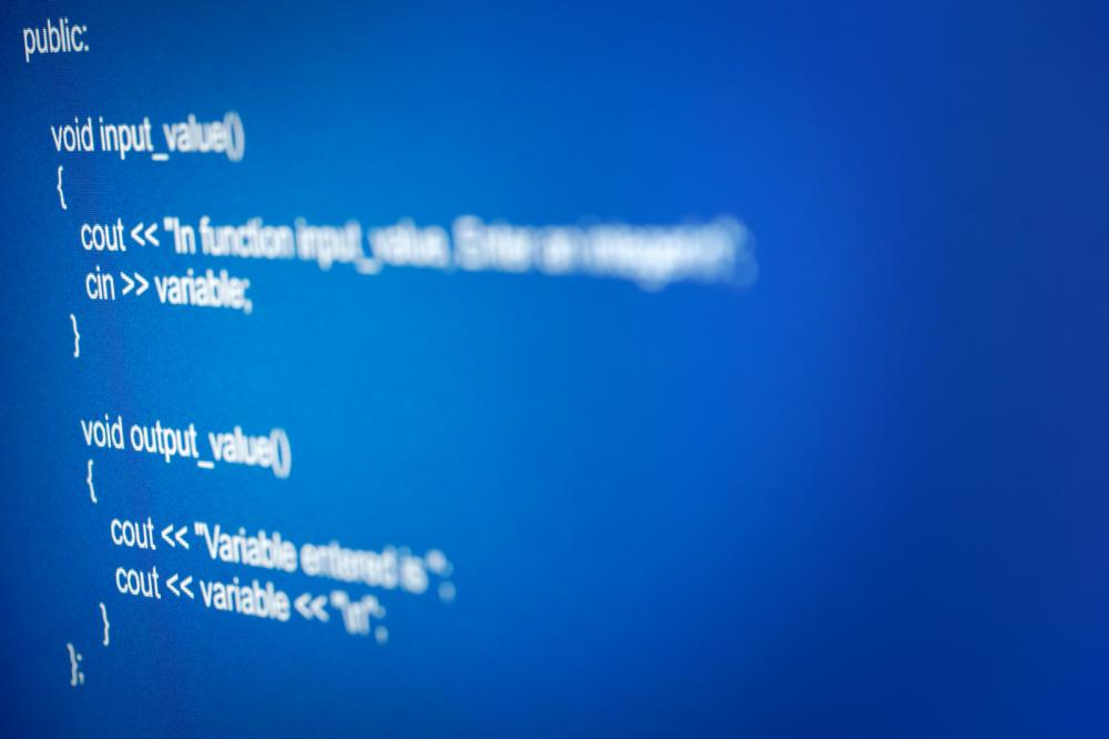 A close up of C++ code on a blue IDE.