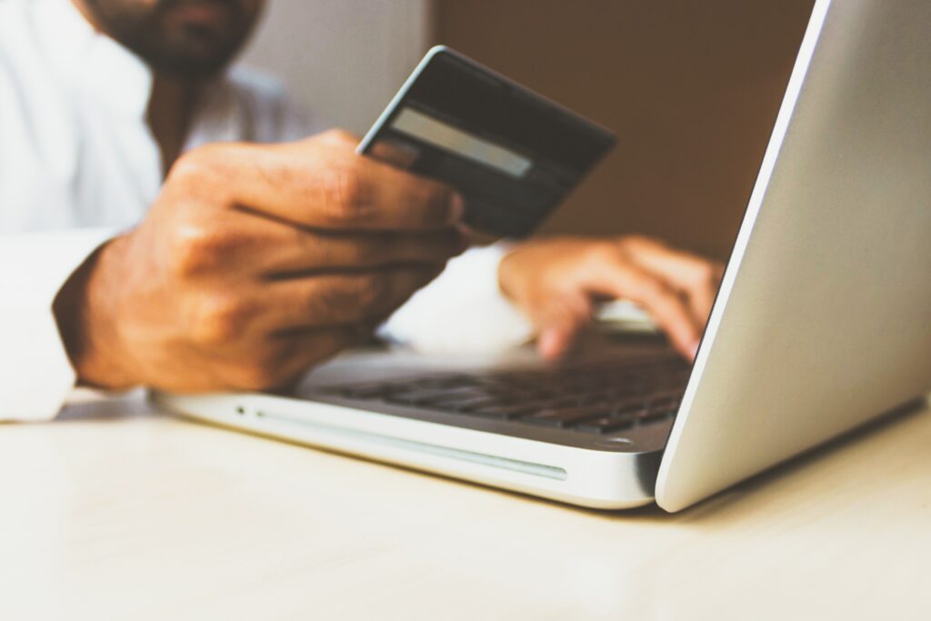 A man paying online with his card